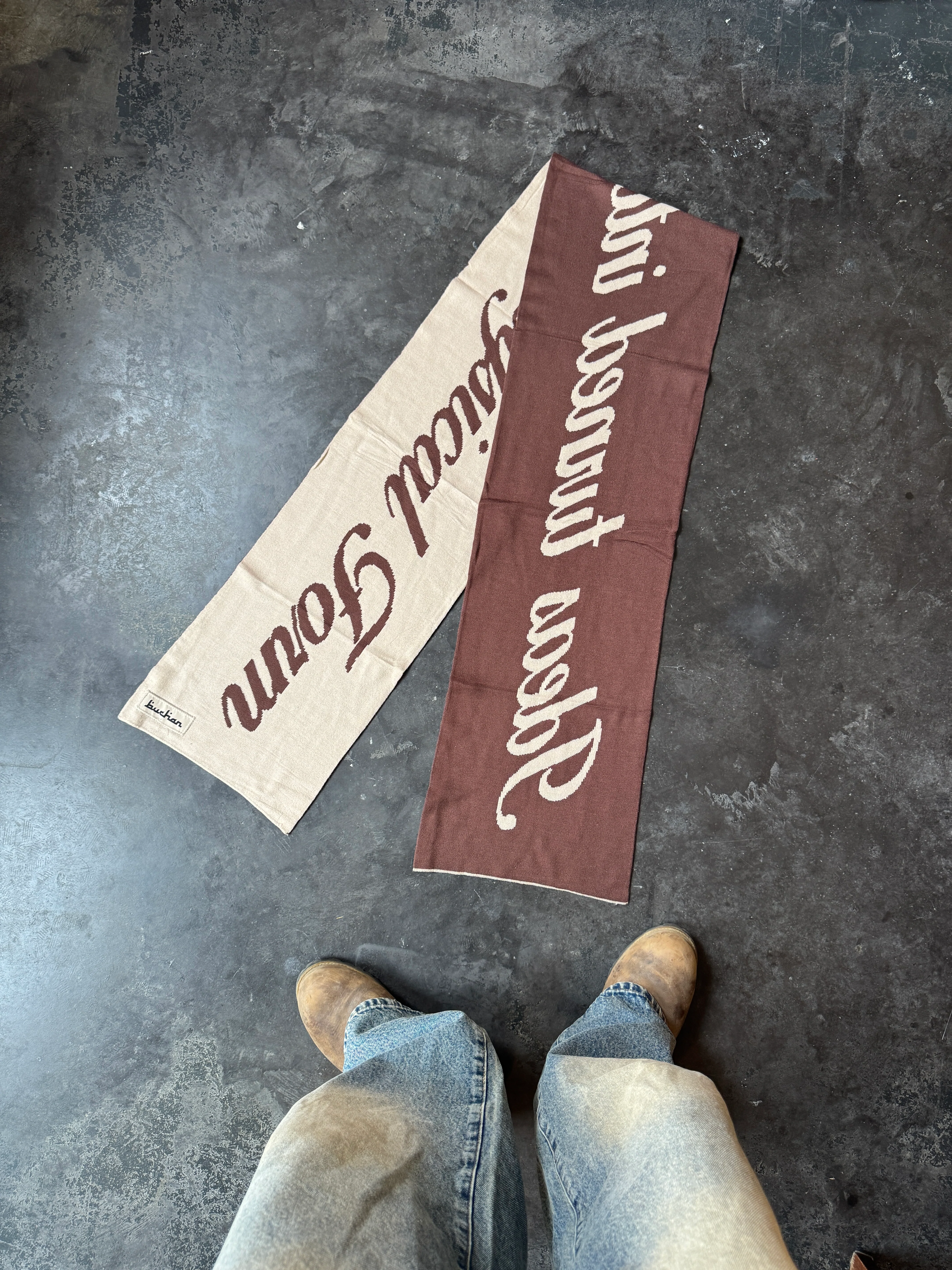 Quote Scarf - Brown - Image 4
