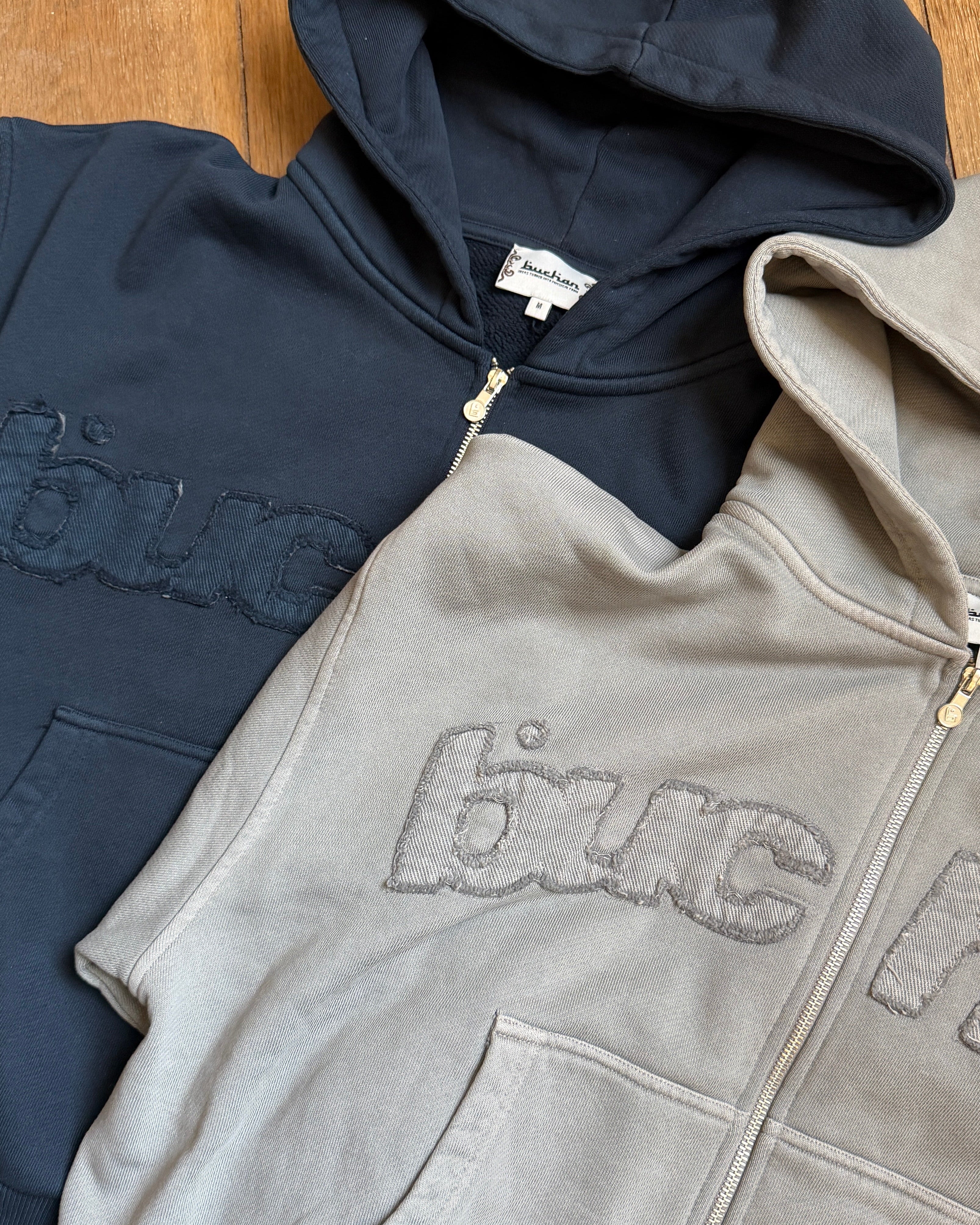 Distressed Big Logo Zip - Navy - Image 4