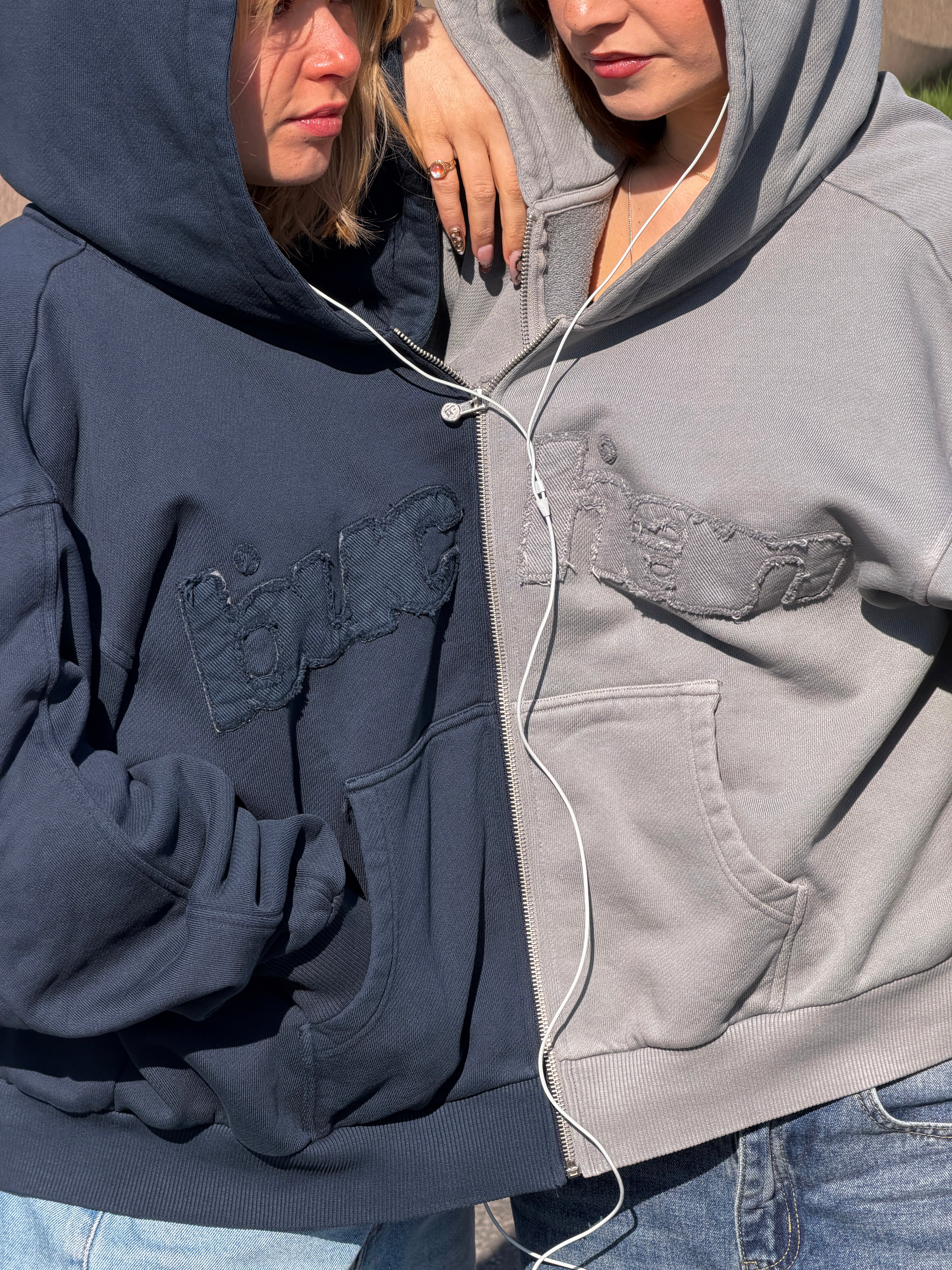 Distressed Big Logo Zip - Navy - Image 5