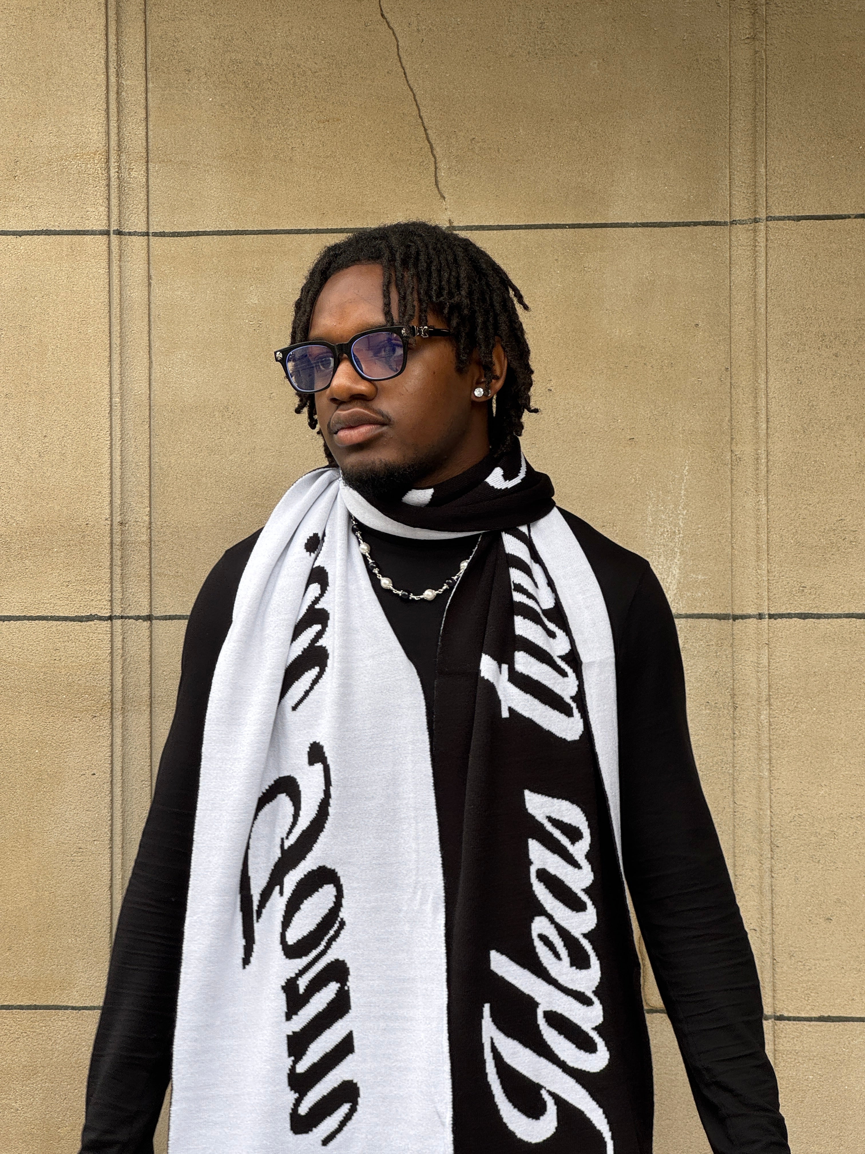Quote Scarf - Black - Image 4
