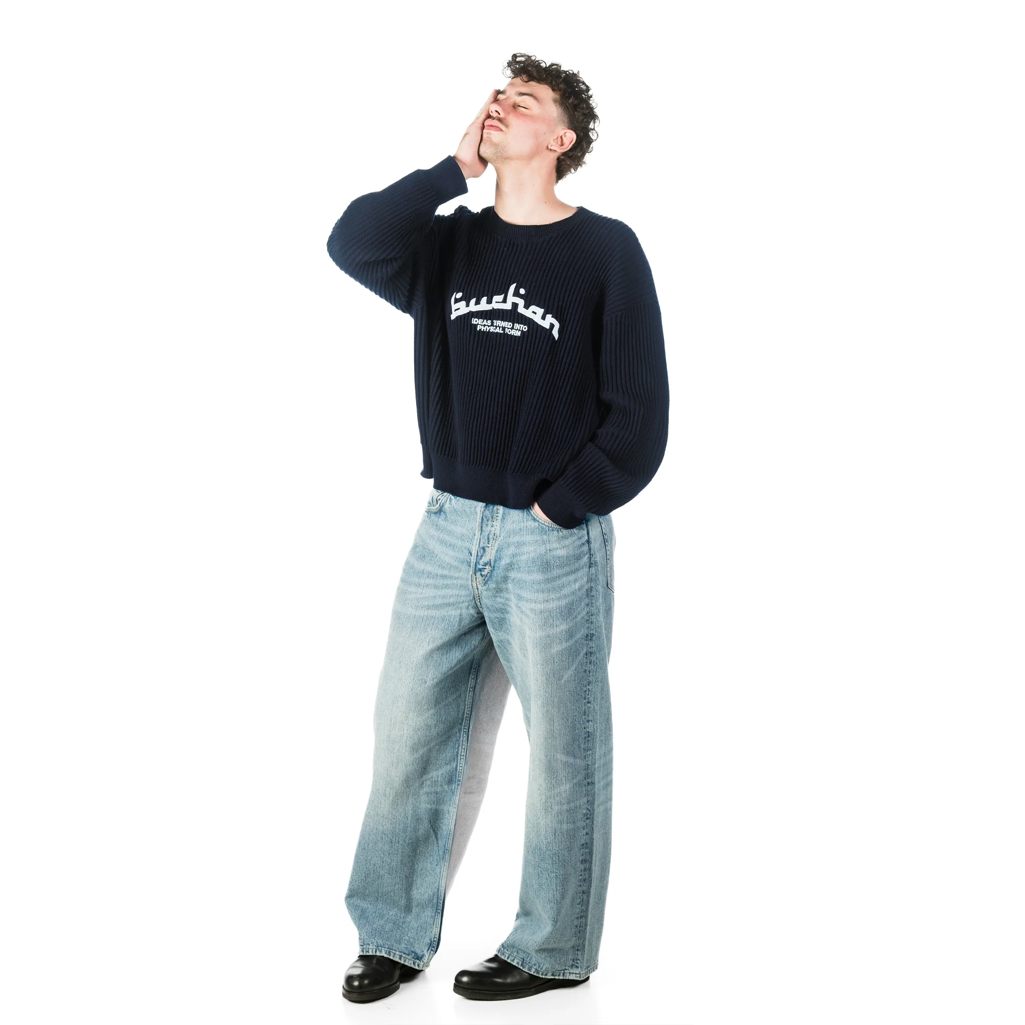 Rib Stitch Knit - Navy - Image 5