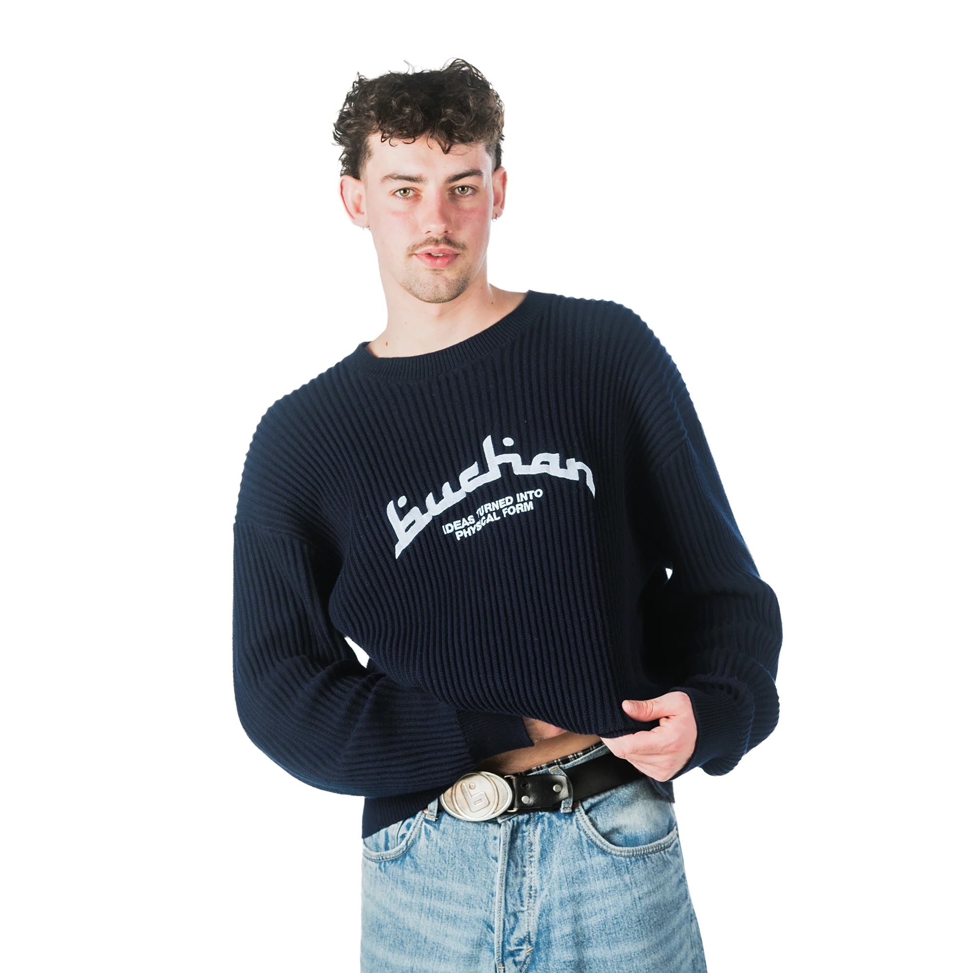 Rib Stitch Knit - Navy - Image 7